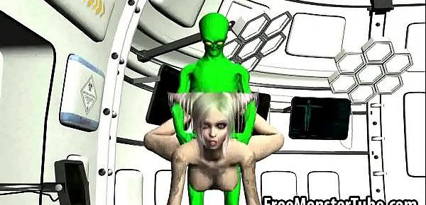  Inked 3D blonde babe gets fucked by an alien